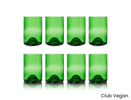 Set van 8 Upcycled Drinkglazen – Gemaakt van Wijnflessen Groen