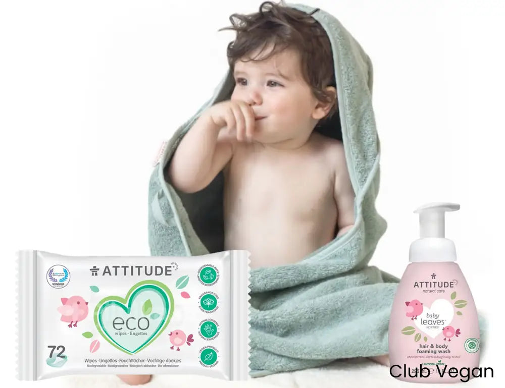 Set Zachte Handdoek met Capuchon Hair & Body Wash & Doekjes